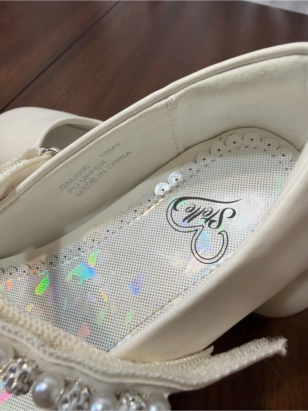 Stelle Girls Size 10 Ivory Pearl Rhinestone Mary Jane Flower Girl Dress Shoes